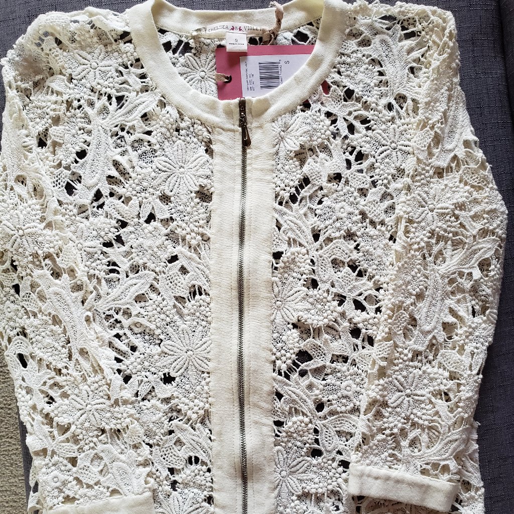 Chelsea & Violet Ivory Crochet Cardigan